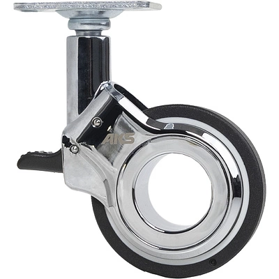 Колесо меб. GALAXY d60 h94 с площадкой с торм., хром/черный AKS - фото 3