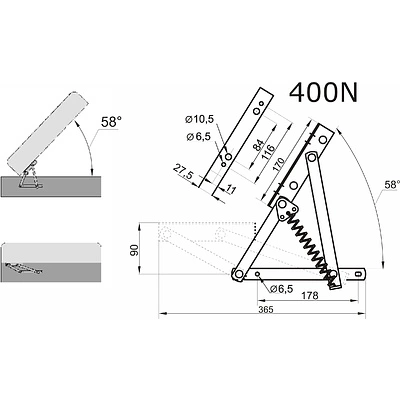 Механизм для подъема матраса дивана №555 ОЗМФ (компл. - правый, левый, пружины) - фото 2