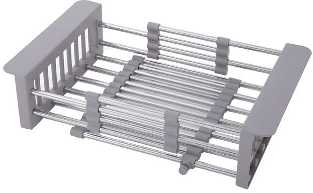 Коландер для мойки раздвижной, нержавеющая сталь, 290-475*227мм, серый, AKS - фото 1