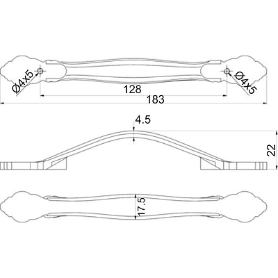 Ручка меб. скоба мет. WERON 128 античная латунь, AKS - фото 2