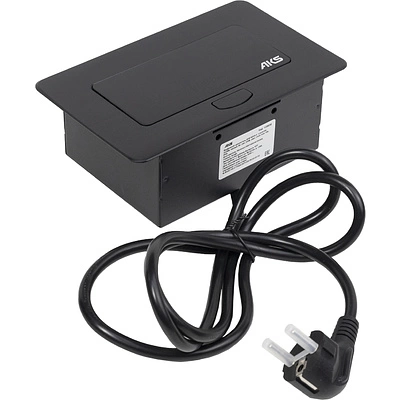 Выдвижной удлинитель NOVA 4, 1 розетка, 2xUSB, черный, AKS - фото 1