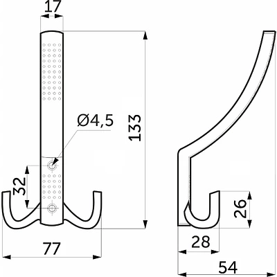 Крючок меб. трехрожковый мет. WP11 старое золото GRIDLI - фото 2