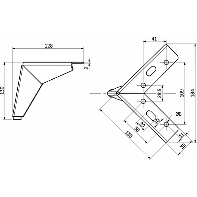 Опора меб. мет. HELLY h130 угловая черный матовый AKS - фото 2