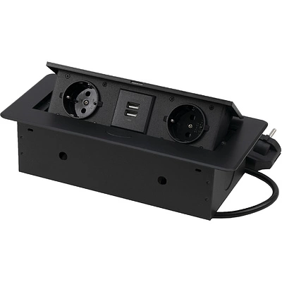 Выдвижной удлинитель NOVA USB, 2 розетки, 2xUSB, черный, AKS - фото 4