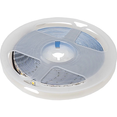 Лента светодиодная - 9,6W/m, 12V, 8мм, 2835, 120 д/м, IP20, теплый белый (3000K) - 5м, AKS - фото 1