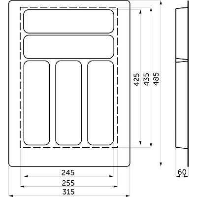 Лоток для столовых приборов 400 BASIC 315*485, серый AKS - фото 2