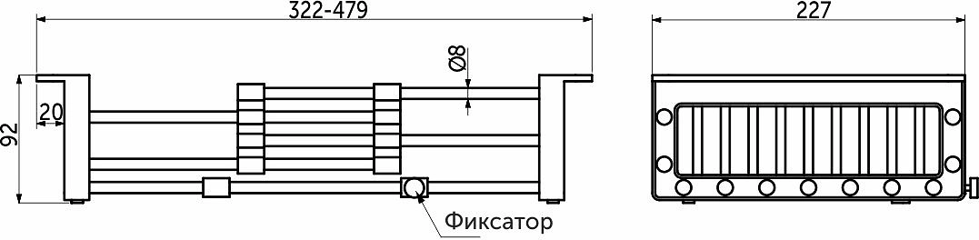 Коландер для мойки раздвижной, нержавеющая сталь, 322-479*227мм, черный, AKS - фото 2