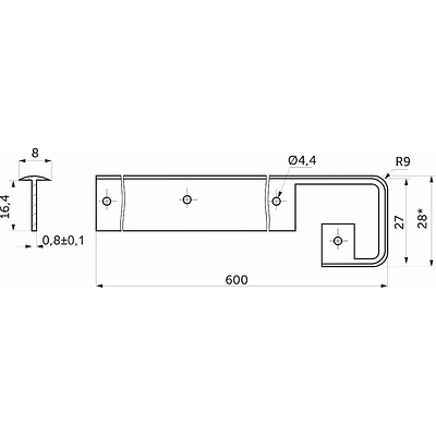 Планка соединительная к столешнице 26 СКИФ алюминий AKS - фото 2