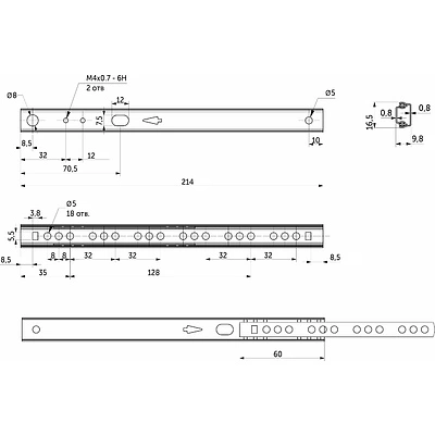 Направляющая шариковая L-214 h=17 AKS A - фото 2