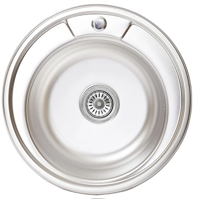 Мойка н/сталь, круглая одночашевая, d510мм, матовый хром, врезн на столешницу, AKS (0,8мм) - фото 1