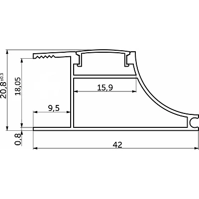 Профиль алюминиевый накладной/торцевой AVIOR, с экраном, цвет черный, 3м, AKS - фото 2