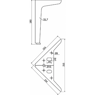 Опора меб. мет. WINDSOR H180 угловая брашированное золото AKS - фото 5
