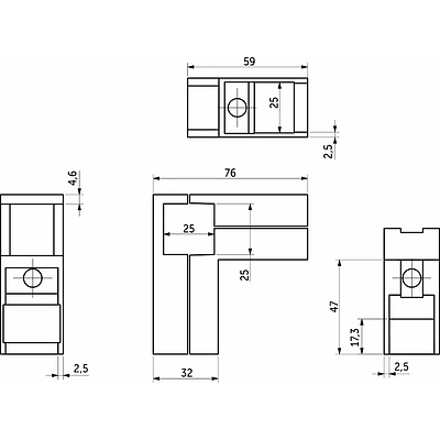 Соединитель 3-х труб угловой для квадр. трубы 25*25 QUADRO, хром AKS - фото 2