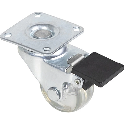 Колесо меб. SHIFT d35 h51 с площадкой с торм., прозрачный AKS - фото 3