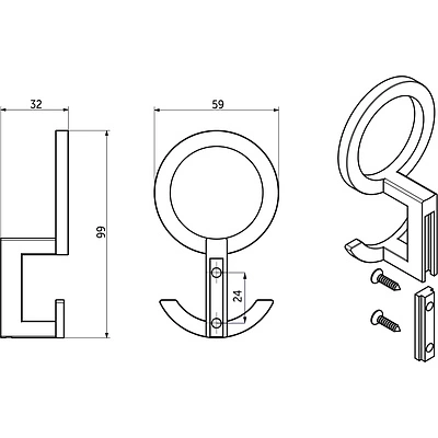 Крючок меб. трехрожковый мет. RONDO черный матовый AKS - фото 2