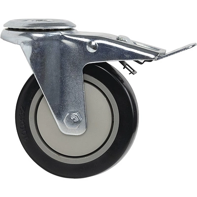 Колесо меб. d100 h130 под винт М12 c рез.ободом с торм., серый/черный AKS - фото 3