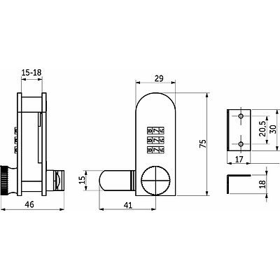 Замок для распашной двери кодовый 602 AKS с ключом - фото 2
