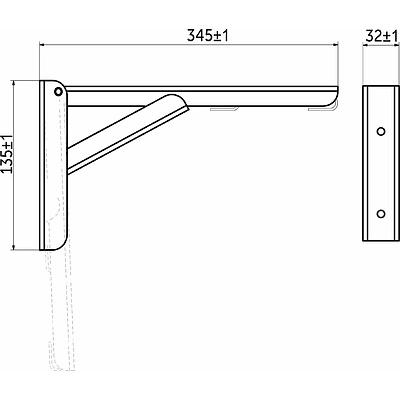 Полкодержатель складной Модель 2, 350*135*30 хром AKS - фото 2
