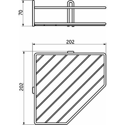 Полка подвесная угловая 1-ярусная 202*202*70, черный РФ - фото 2