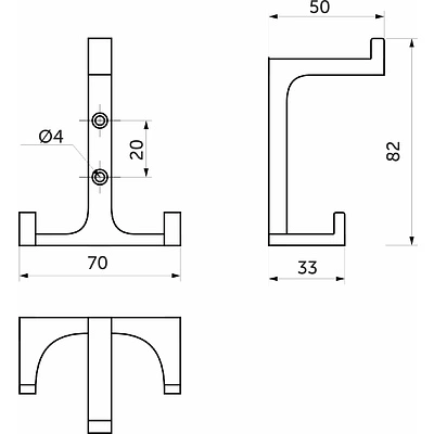 Крючок меб. трехрожковый мет. TRITON черный матовый AKS - фото 2