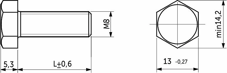 Болт с шестигранной головкой М8*100 полн. резьба, цинк (1кг=27шт) - фото 2