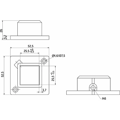 Крепление (розетка) для квадр. трубы 25*25 QUADRO, черный AKS - фото 2
