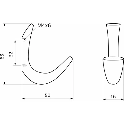 Крючок меб. однорожковый мет. SKY черный матовый AKS - фото 2