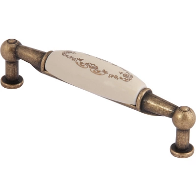 Ручка меб. скоба мет. UP21 с керам. вставкой (крем) 96 старое золото/золотой узор AKS тип 2 - фото 3