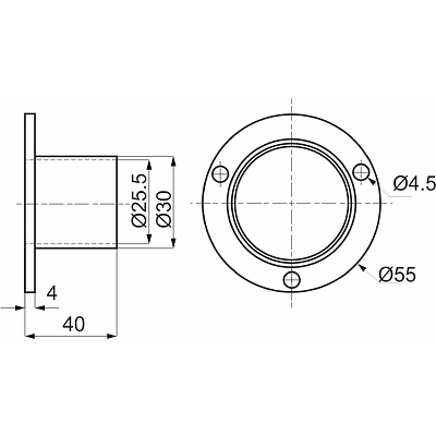 Крепление (розетка) трубы d25 (510Е) высокое, хром AKS - фото 2