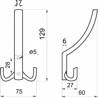 Крючок меб. трехрожковый мет. WP14 сатин GRIDLI - фото 2