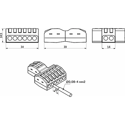 Соединитель электрический, клеммный, PCT-422, на две/четыре линии, проходной, быстрозажимной, GS - фото 2