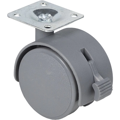 Колесо меб. пласт. d50 с площадкой с торм., серый AKS - фото 1