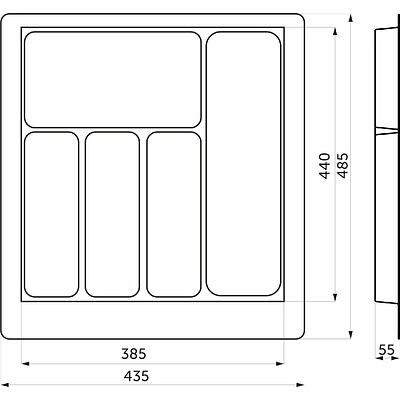 Лоток для столовых приборов 500 PIXEL 435*485, графит AKS - фото 2