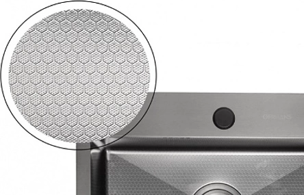 Мойка н/сталь, прямоугольная одночашевая со смесителем, 400*500мм, соты графит, PVD, универсальная, AKS (3,2мм) - фото 7