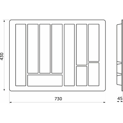 Лоток для столовых приборов 800 STANDARТ (730*430). металлик РП - фото 2