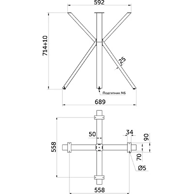 Подстолье VECTOR h714 под круглую столешницу, графит муар AKS - фото 2