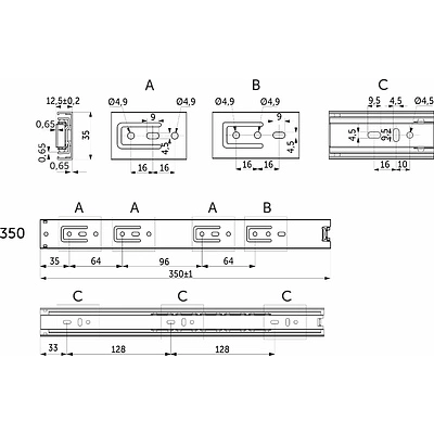 Направляющая шариковая L-350 h=35 GRIDLI A - фото 2