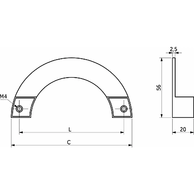 Ручка меб. скоба мет. COSMO 96 брашированное золото, AKS - фото 2
