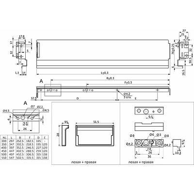 Комплект ультратонких боковин Qtype Evolution L-450 H=76 белый ДСП16мм - фото 2