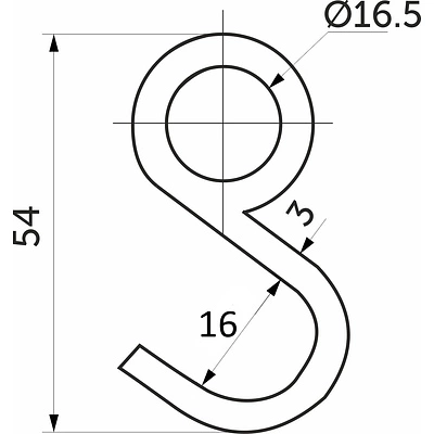 Крючок на трубу d16 несъемный (к трубе 87303), черный AKS - фото 2