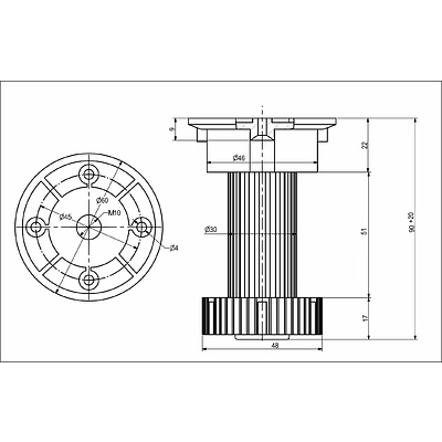 Опора кухонная пласт. h100 трехсоставная, черный (1 уп. = 280 шт.) - фото 2