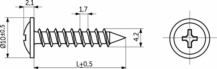 Саморез с прессшайбой острый 4,2*19 (уп/1тыс.шт) AKS - фото 2
