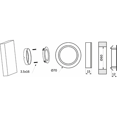 Светильник светодиодный STAR, врезной/накладной, 2W, 12V круглый, хром, 6000К, AKS - фото 2