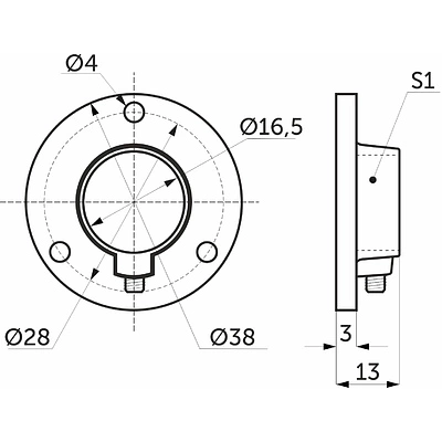 Крепление (розетка) трубы d16, хром/сталь AKS - фото 2