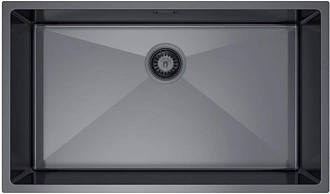 Мойка н/сталь, прямоугольная одночашевая, 740*440 мм., мат графит, PVD, врезн на/под столешницу, РП (3,0 мм.) - фото 1