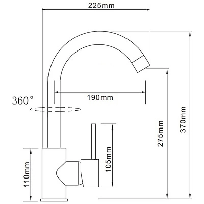 Смеситель для кухни, латунь, SG-014, асфальт, Sim Gran - фото 2