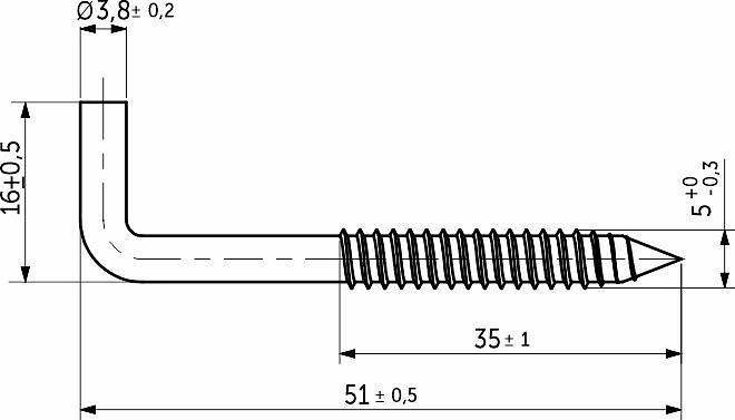 Крюк прямой с резьбой по дереву 5*50*30*15 (уп/100шт) РП - фото 2