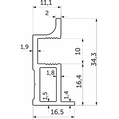 Профиль алюминиевый SENATOR серебро вертик. узкий зет L-5300 мм АЛЮТЕХ - фото 2