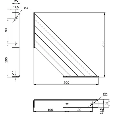Полкодержатель мет. GRATE 200*200*2.3 черный (1 упак. = 2 шт.) AKS - фото 2