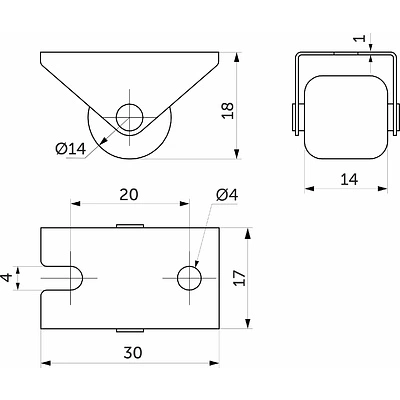 Ролик меб. d14 h18 прямоходящий, черный AKS - фото 2